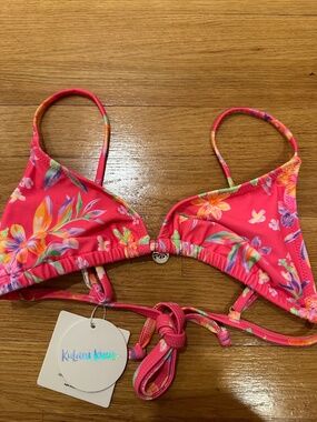 NWT kulani kini pink floral bikini top size S
